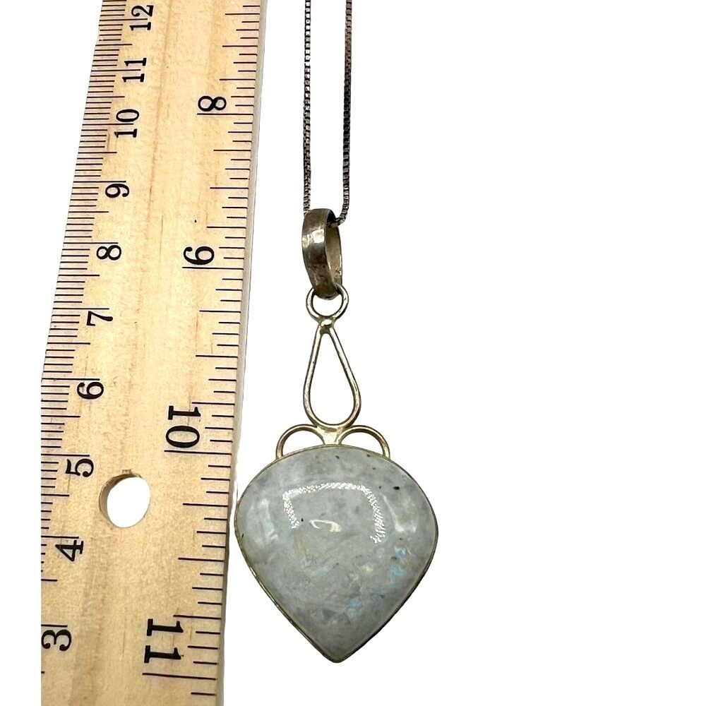Handcrafted 925 Sterling Silver Moonstone Pendant Necklace.  A55 - Picture 7 of 9